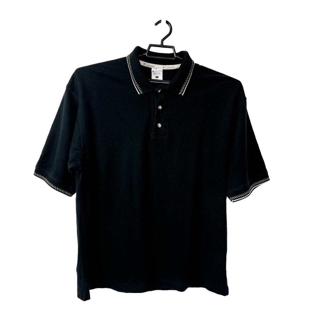 Columbia Polo Shirt Men's L Black Short Sleeve Pique Knit‎